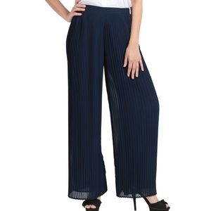 Zara Basic Pleated Wide Leg Pants Large Blue